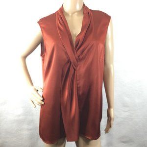 Kasper Separates Shirt Blouse Pleated Neck Knotted